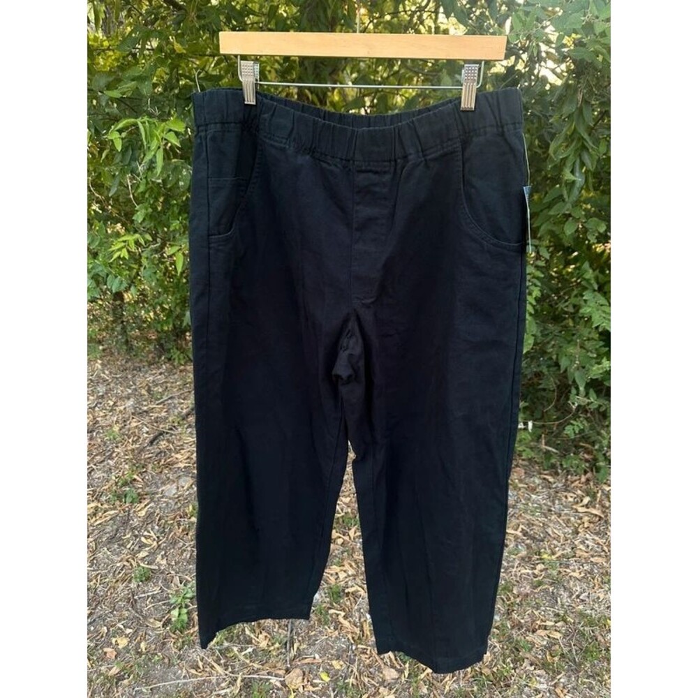 New Universal Thread Black Pull On Pants Womens Large Elastic Waist Loose Fit